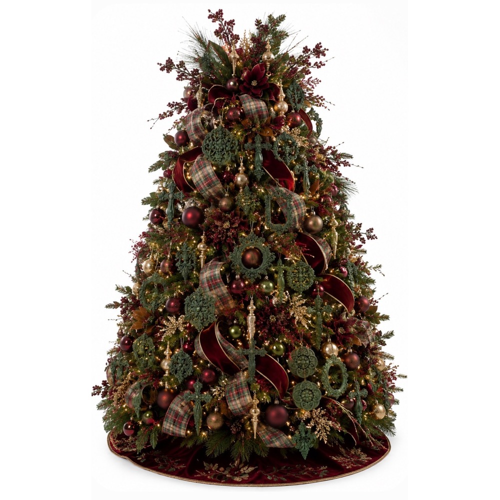 10pc Handmade Green Mica Baroque Architectural Salvage Style Christmas Ornaments - Picture 2 of 16